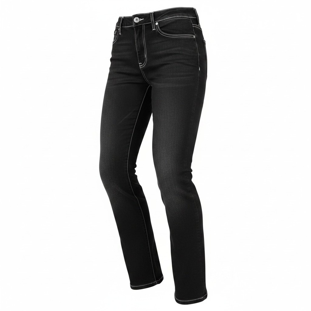 Johnny Was Sasson Jeans Women 25 Black Contrast Stitch High Rise Straight Leg